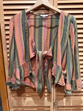 American Eagle wrap crop top in colorful stripes